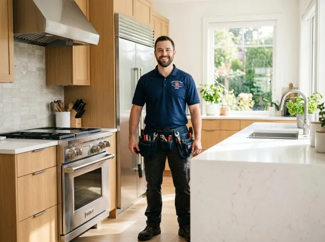 Appliance Repair Hero technician in a Bristol, IL kitchen after an appliance repair